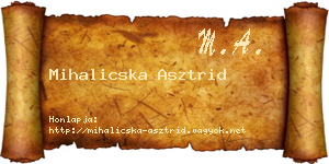 Mihalicska Asztrid névjegykártya